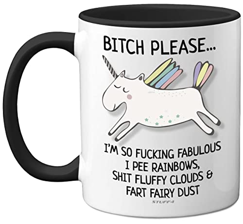 Bitch Please I'm So Fabulous Unicorn Mug, 11oz Ceramic Black Handle Mugs, Funny Gifts for Women, Birthday Present
