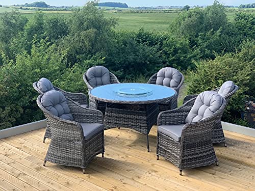 GSD Florida Aluminium Rattan Garden Furniture 4 or 6 Seat Set, All Covered By a 5 Year Warranty (Florida 6 Seat Dining Set)