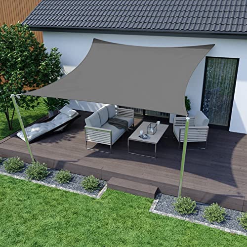 HOMPER Sun Shade Sail Waterproof Rectangle 2x3m, 95% UV Block Garden Sunscreen Awning Canopy with Free Rope, Breathable Patio Sail pergola for Outdoor Party (Grey)