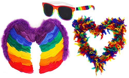 I LOVE FANCY DRESS Rainbow Gay Pride Accessory Set ÃƒÆ’Ã‚Â¢ÃƒÂ¢Ã¢â‚¬Å¡Ã‚Â¬ÃƒÂ¢Ã¢â€šÂ¬Ã…â€œ Rainbow Wings, Rainbow Boa and Rainbow Sunglasses (One Size Fits Most)
