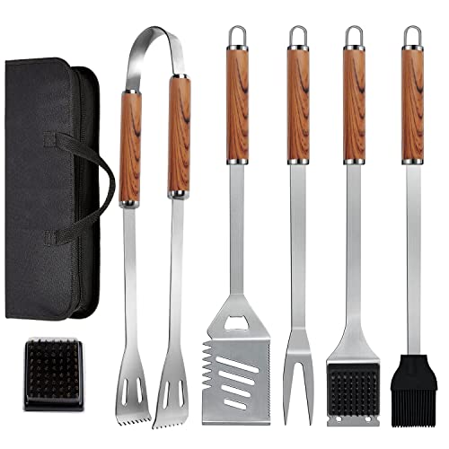 KALAHOL 7-in-1 BBQ Tools Set Extra Thick Stainless Steel Grill Tool Set with Storage Bag, Premium Complete Outdoor BBQ Utensils Set in Storage Case BBQ Kit for Men and Women Gift