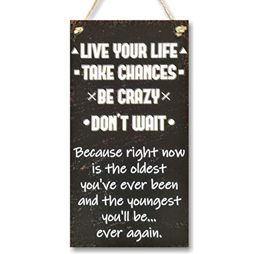 Live your life! Take chances! Be crazy! Don't wait! Home signs living room decoration.