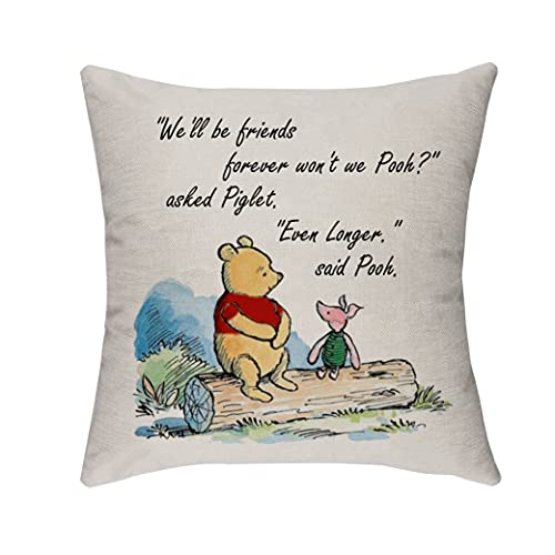 Morges The Pooh and Piglet Friendship Quote Cuhshion Cover, Friendship Gifts for Friends, Home Decor, Decorative Square Couch Pillow Cases 18