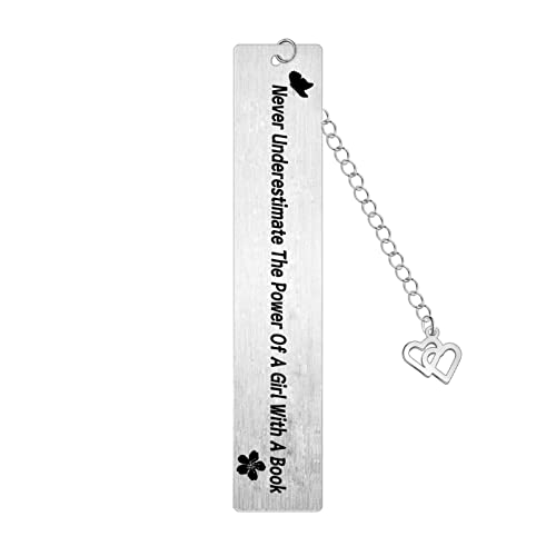 Never Underestimate The Power of A Girl with Book Bookmark Book Lover Gifts for Women Teens Students Friends Bookworm Readers Inspirational Bookmark