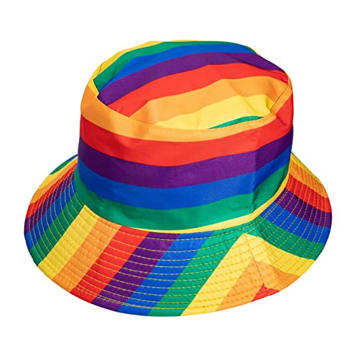 SOIMISS Rainbow Bucket Hat LGBT Gay Pride Bucket Hat Double- sided Wearable Cool Bucket Hat Fishing Cap Sun Protection Summer Beach Sun Hat Travel Fisherman Cap for Women Girls Teens