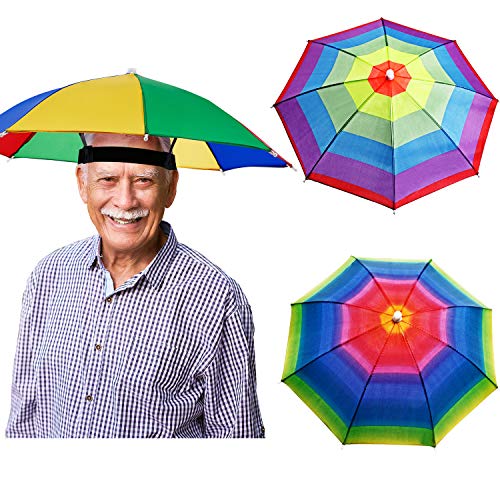 Syhood 3 Pieces Rainbow Umbrella Hats Camouflage Fishing Cap Beach Umbrella Headband in for Adults and Kids(Style A)