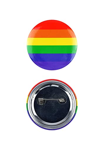 The Fancy Dress® Deluxe QUALITY GAY LESBIAN PRIDE FANCY DRESS ACCESSORY Rainbow Hats Jewellery LGBT Parade Party Lot UK (Pack of 12 Rainbow Badge)