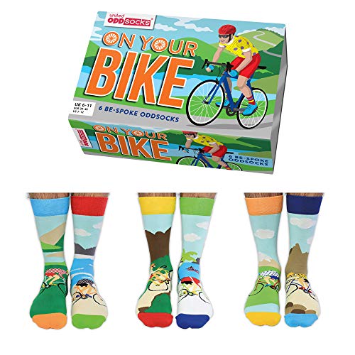 United Oddsocks On Your Bike Box of 6 Odd Socks for Men UK 6-11 EUR 39-46 | Tartan Vitalis